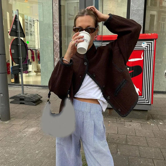 Damen modische oversized Wolljacke EB