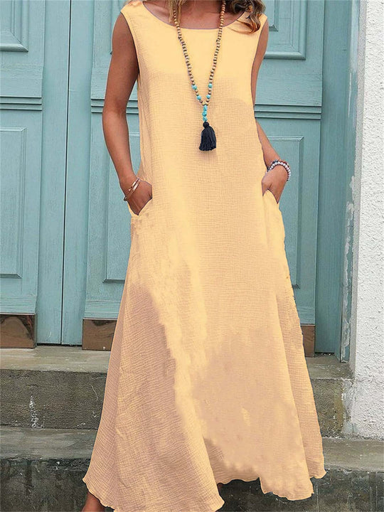 Damen Maxikleid mit praktischen Taschen und fließendem Schnitt EB