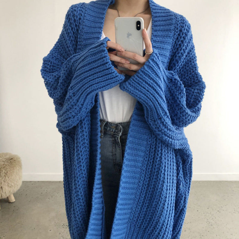 Damen Strickcardigan im lässigen Oversized-Stil mit offener Vorderseite EB