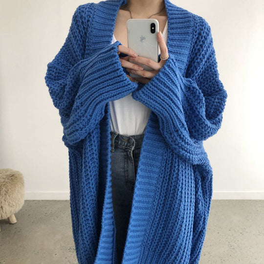 Damen Strickcardigan im lässigen Oversized-Stil mit offener Vorderseite EB