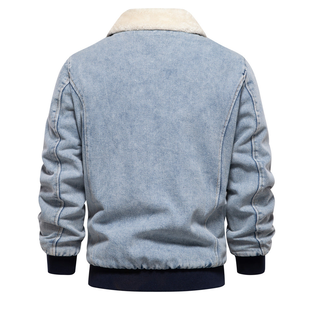 Herren Denimjacke mit warmem Fleecefutter und praktischen Taschen EB