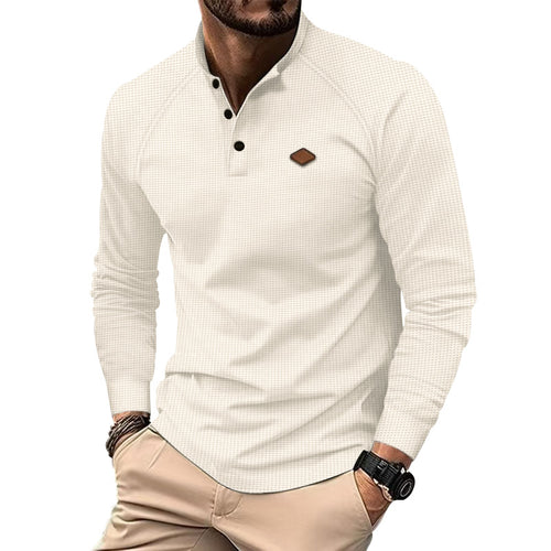 Herren Langarm-Henley-Shirt mit strukturierter Oberfläche und modischen Knopfdetails EB