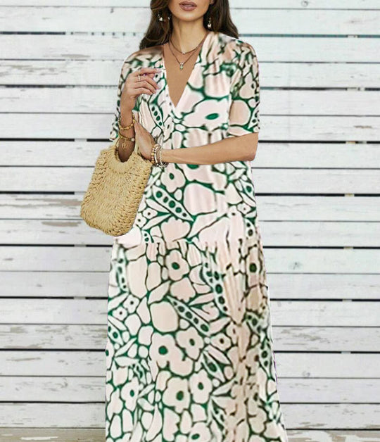 Damen Maxi-Kleid mit floralem Design und weitem Schnitt EB