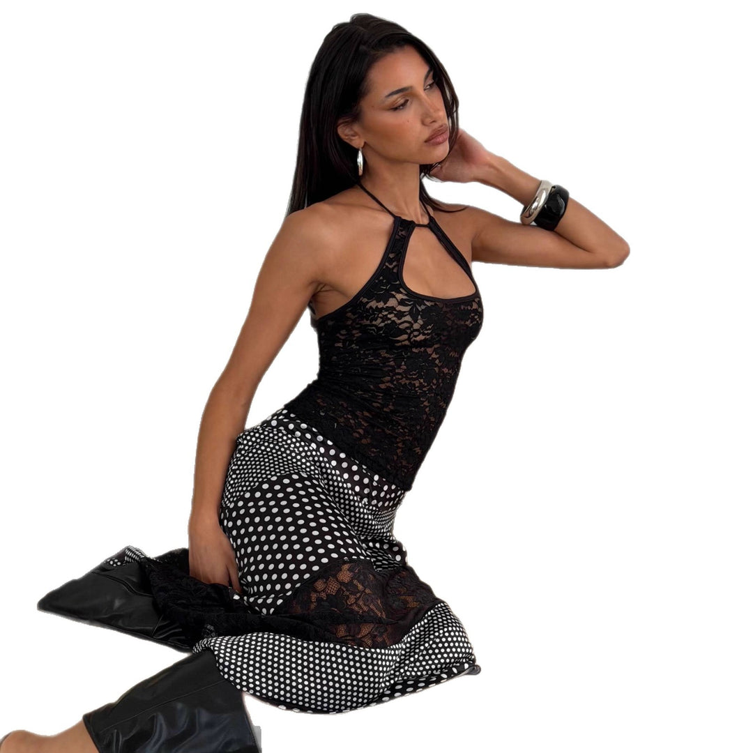 Damen Spitzen-Crop-Top mit raffiniertem Halterdesign EB
