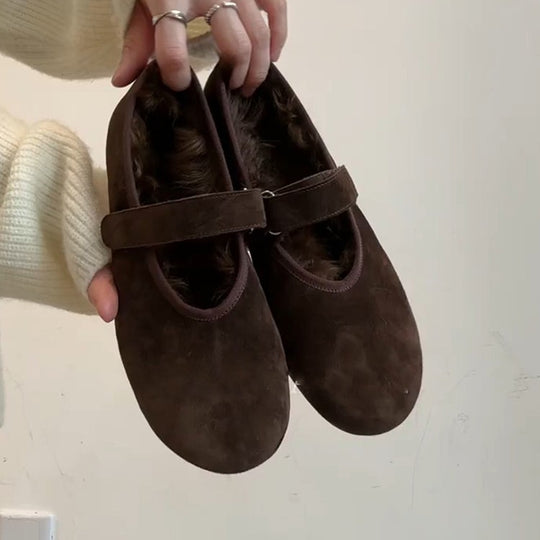 Damen Mokassins mit elegantem Riemen und kuscheligem Innenfutter EB