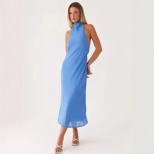 Damen elegantes Maxikleid mit halber Höhe und schmalem Schnitt EB