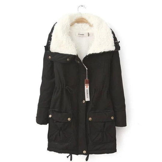Damen lässige Steppjacke mit kuscheligem Innenfutter und verstellbarem Taillenzug EB