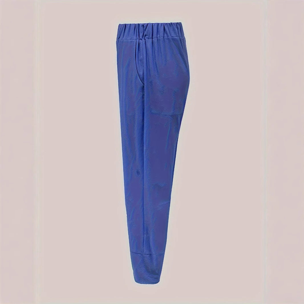 Damen weite Sommerhose mit eleganten Schnittdetails und elastischem Bund EB