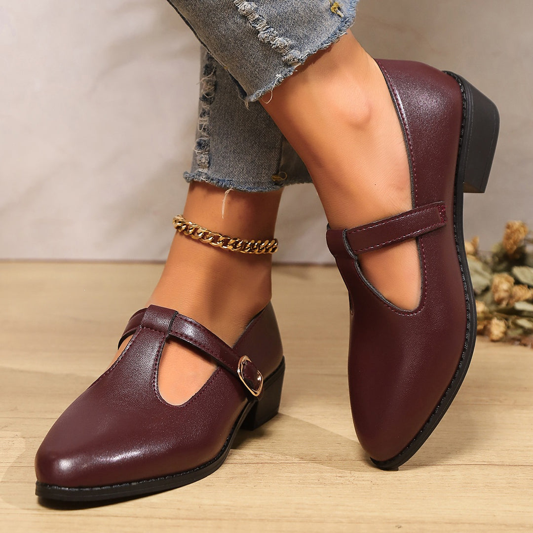 Damen Klassische Ballerinas mit elegantem Riemen EB
