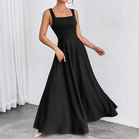 Elegantes Damen Maxikleid mit weichem Schnitt & quadratischem Ausschnitt | EB