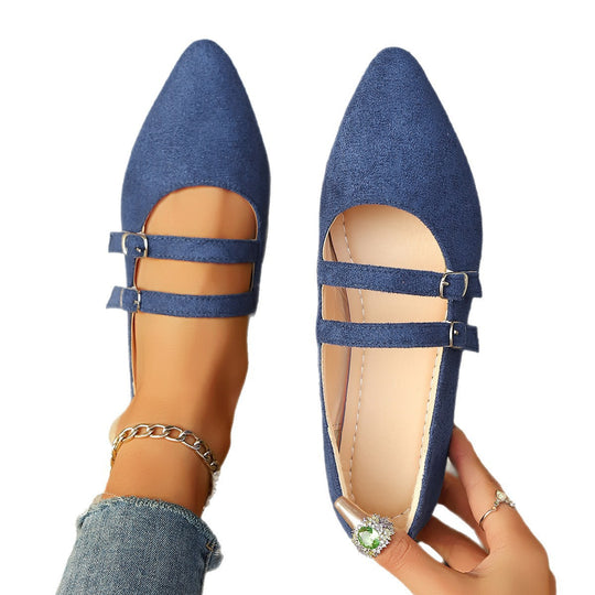 Damen Ballerinas mit modischen Riemen und punktueller Fußbettgestaltung EB