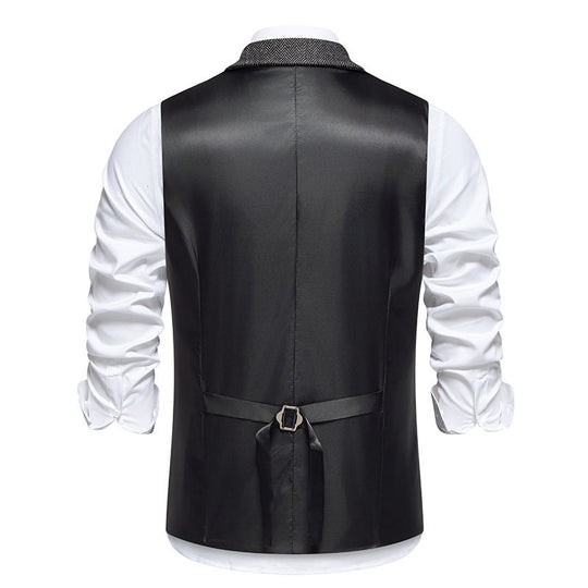 Herren elegante Tweed-Anzugweste mit praktischen aufgesetzten Taschen und klassischem Schnitt EB