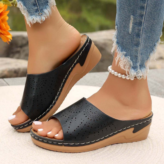 Damen Wedge-Pantoletten mit Atmungsaktivem Perforationsdesign EB