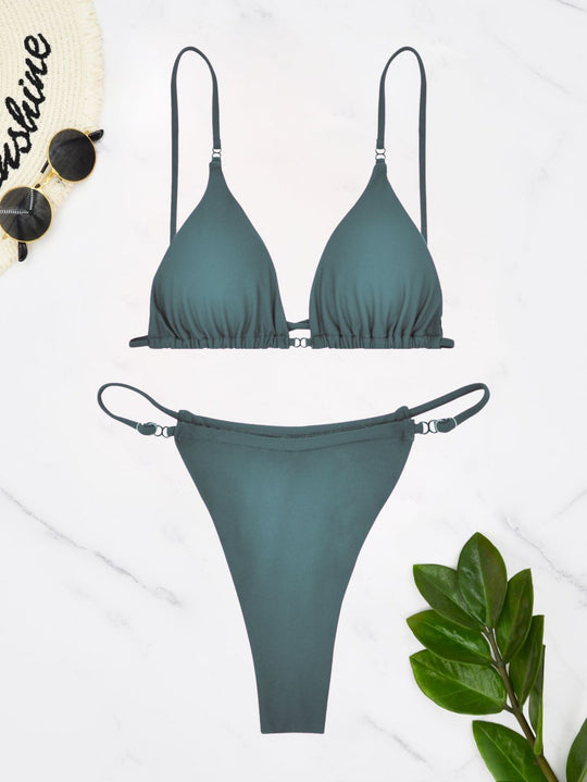 Damen Triangel-Bikini-Set mit verstellbaren Trägern und figurformender Passform EB