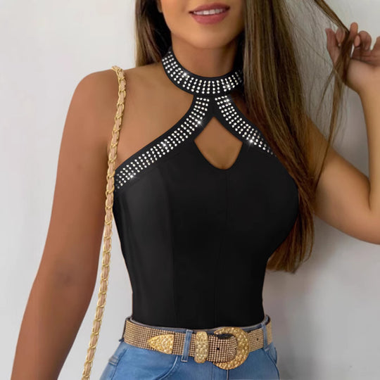 Damen Elegantes Oberteil mit Strassverzierungen EB