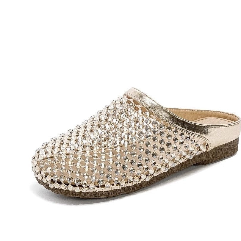 Damen modische Pantoletten mit eleganter Strassverzierung und bequemer Sohle EB