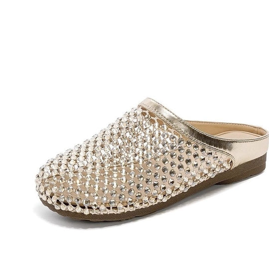 Damen modische Pantoletten mit eleganter Strassverzierung und bequemer Sohle EB