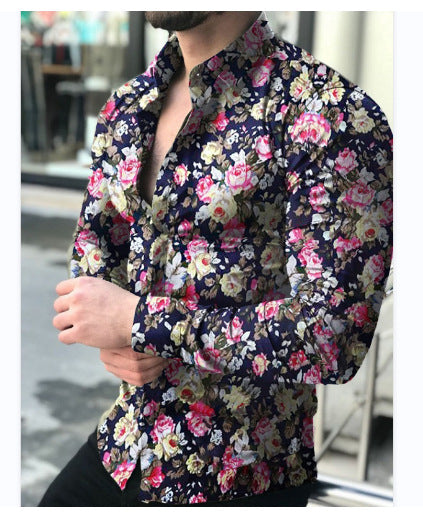 Herren nan figurbetontes Langarmhemd mit feinem Ornamentmuster und stretch Baumwollmischung EB
