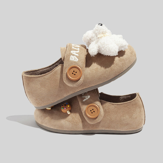 Damen Clogs mit niedlichen Tierapplikationen und Knopfverschluss EB