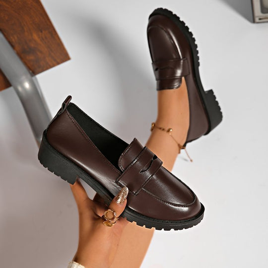 Damen Loafers aus hochwertigem Leder mit bequemer Laufsohle EB