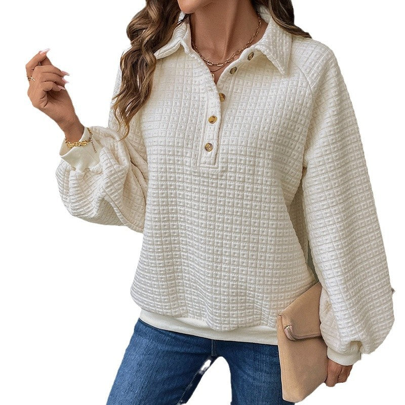 Damen lässiger Oversized Pullover mit strukturiertem Waffelmuster EB