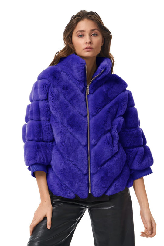 Damen Kuschelige Kunstpelzjacke mit Steppdesign EB