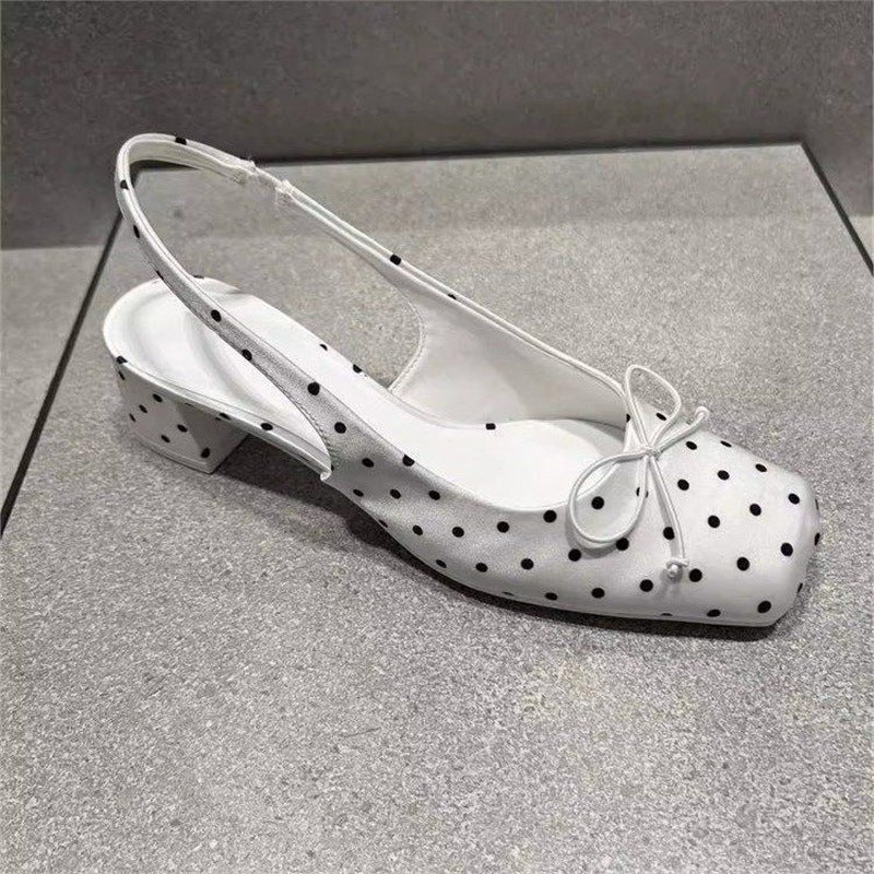 Damen Slingback Ballerinas mit Punkten und Schleifenverzierung EB