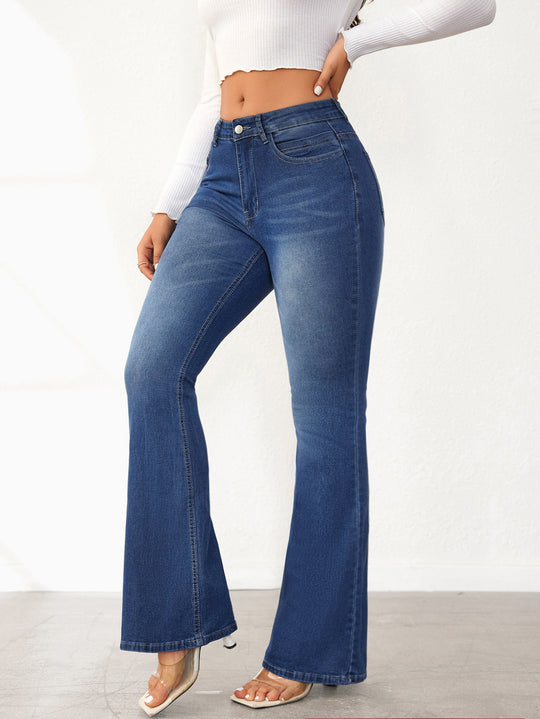 Damen Bootcut Jeans im Vintage-Stil mit hoher Taille EB