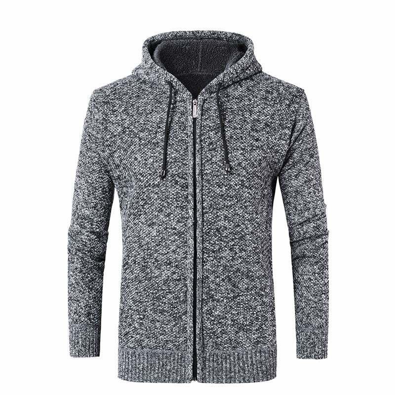 Herren moderne Strickjacke mit Kapuze und weichem Innenfutter EB