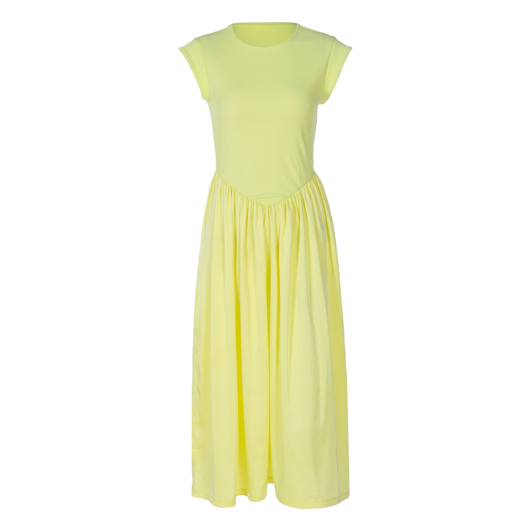 Damen Langes figurumspielendes Sommerkleid mit Längsnaht und elegantem Bund EB