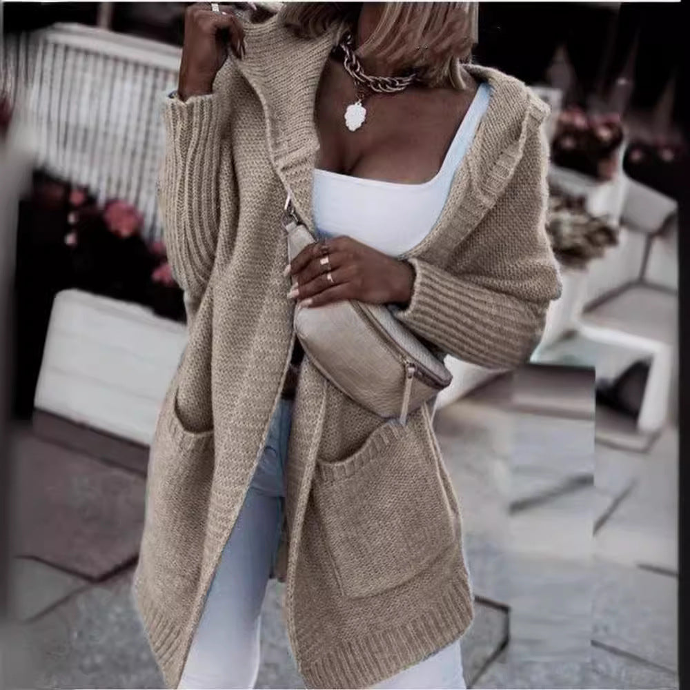 Damen Strickjacke mit Kapuze EB