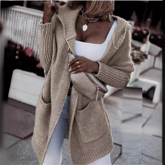 Damen Strickjacke mit Kapuze EB