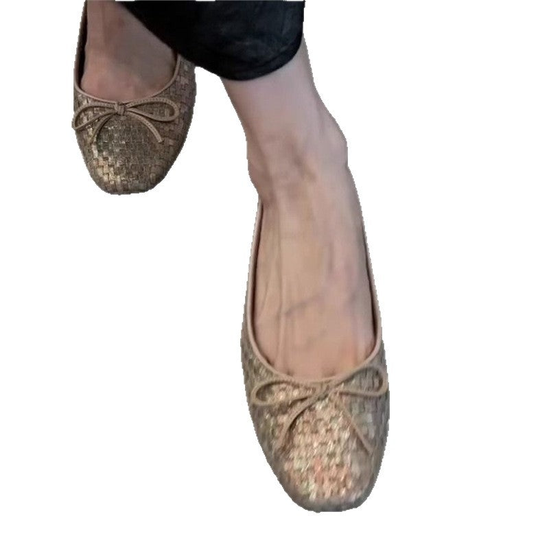 Damen Ballerinas mit zierendem Schleifendetail und elegante Gewebestruktur EB