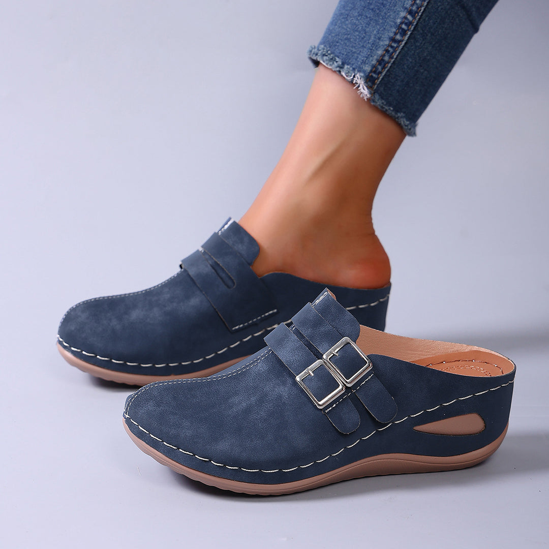 Damen Komfortable Clogs mit verstellbarem Doppelschnallenverschluss EB