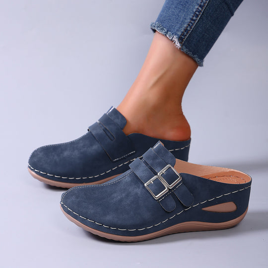Damen Komfortable Clogs mit verstellbarem Doppelschnallenverschluss EB