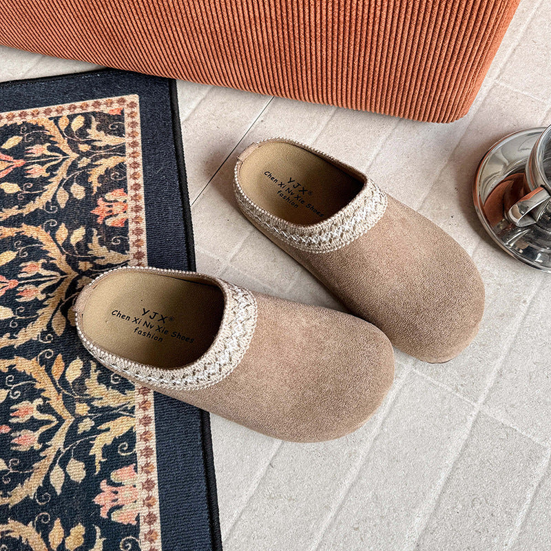 Damen Gemütliche Fleece-Clogs mit modischem Riemen EB