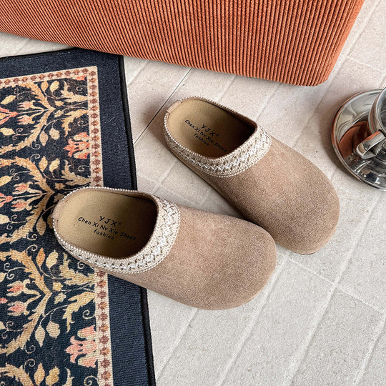 Damen Gemütliche Fleece-Clogs mit modischem Riemen EB