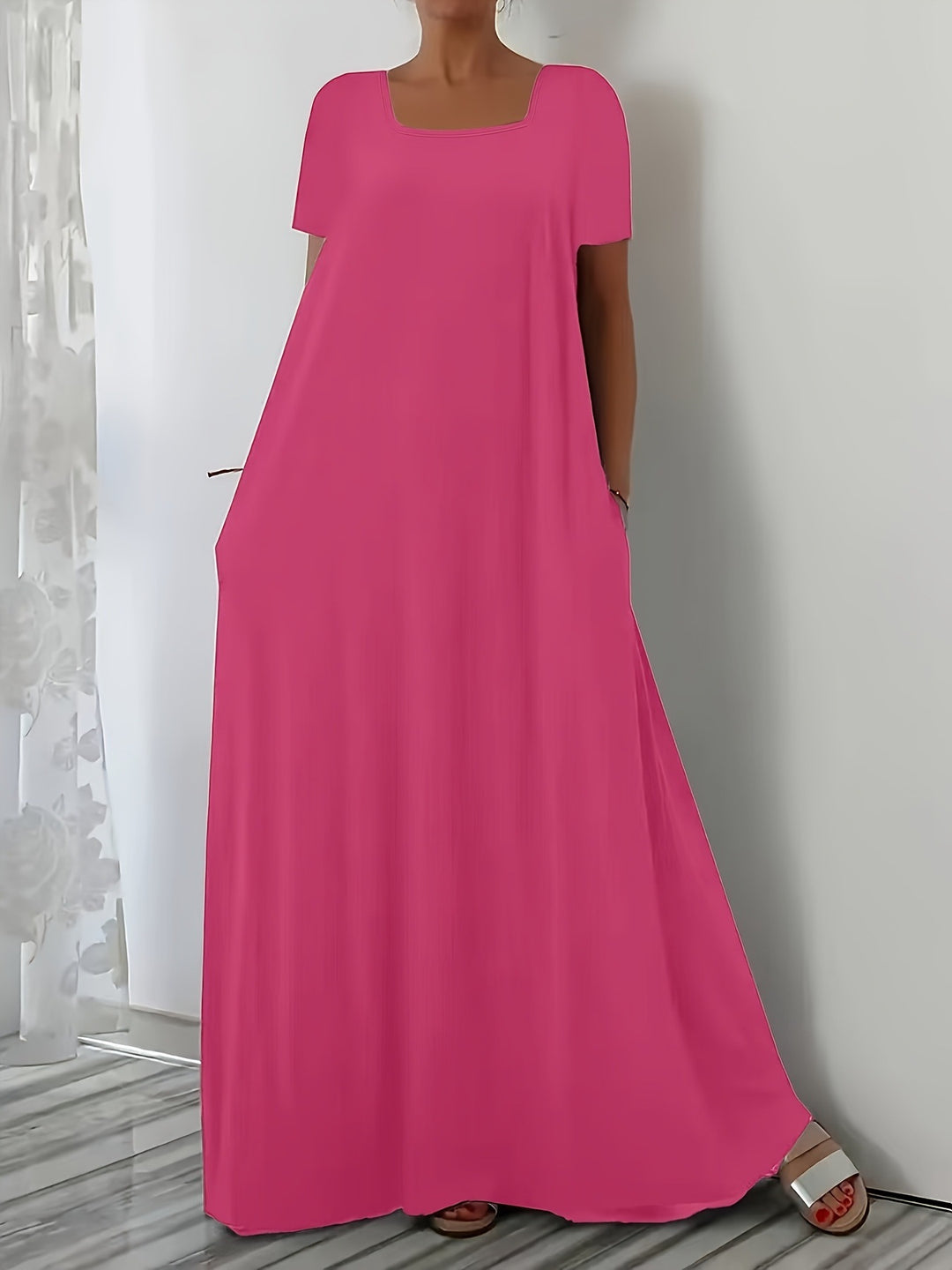 Damen Maxikleid mit weitem Schnitt und praktischen Taschen EB