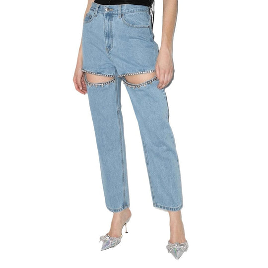 Damen Jeans mit strassbesetzten Ausschnitten und legerem Schnitt EB