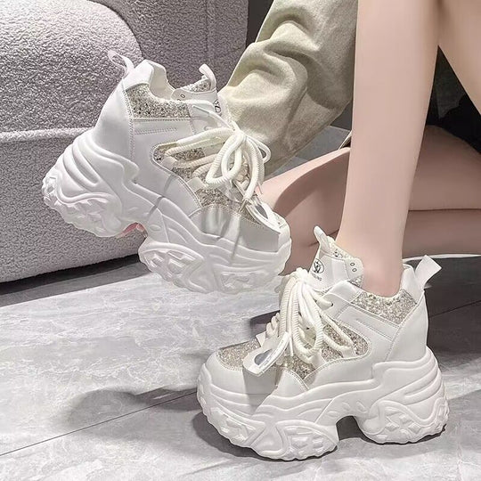 Damen Trendige Chunky Sneakers mit glitzernden Akzenten EB