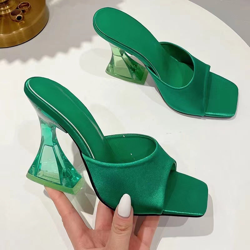 Damen Offene Plateau-Sandaletten mit transparentem Hochabsatz und bequemer Sohle EB