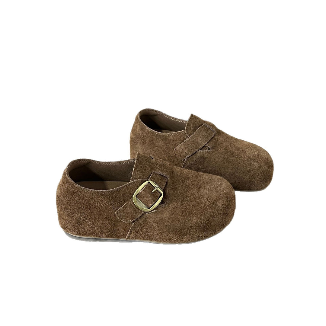Damen Komfortable Wildleder-Clogs mit dekorativem Schnallenverschluss EB