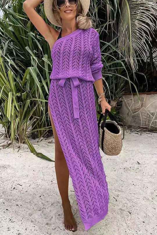 Damen Sommerliches Maxi-Kleid mit asymmetrischem Schnitt und lässigem Bindegürtel EB