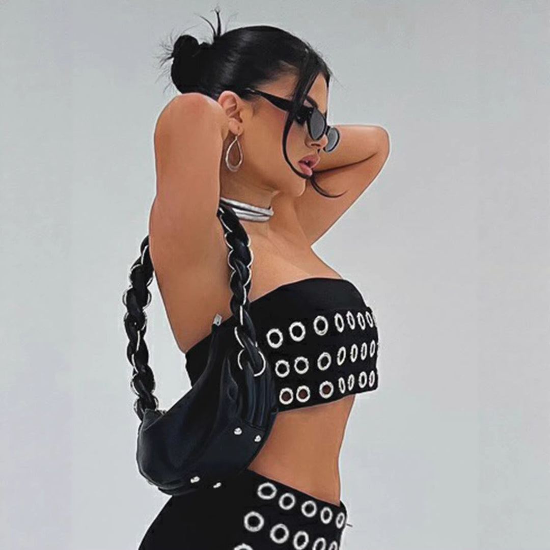 Damen Modische Shorts mit auffälliger Ösenverzierung EB
