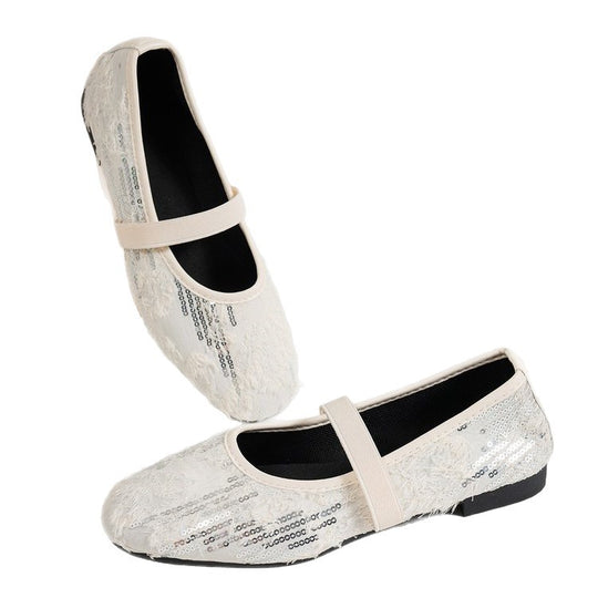 Damen Ballerinas mit glitzernder Oberfläche EB