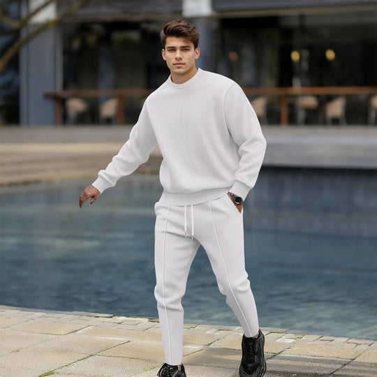 Herren lässiger Strickpullover und Jogginghose mit elastischem Bund EB