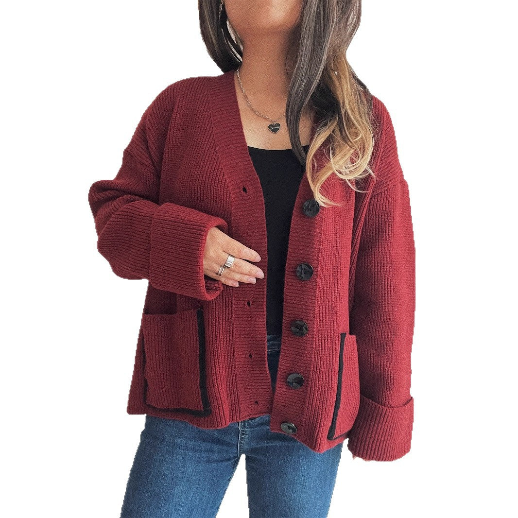Damen Strickjacke mit eleganten Taschen und strukturiertem Design EB