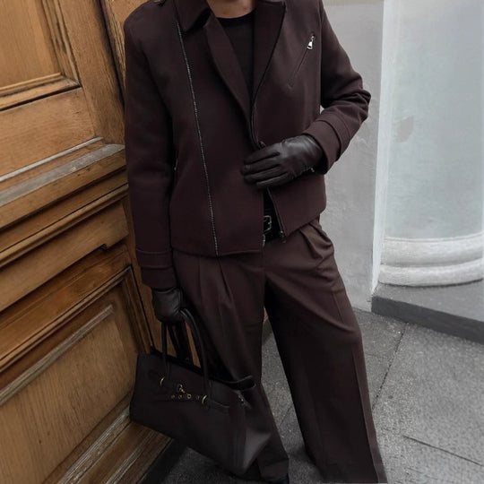Damen modische cropped Jacke im minimalistischen Stil mit Taschen EB