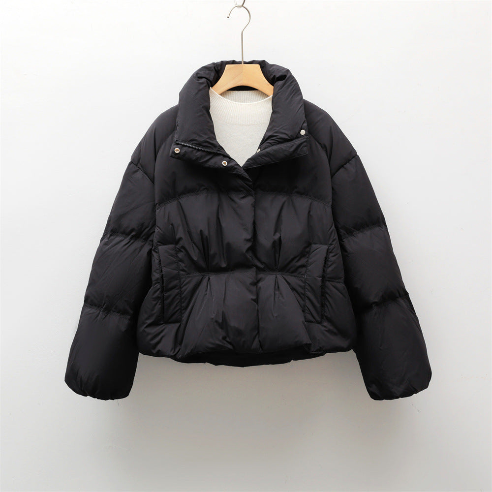 Damen modische gesteppte Kurzjacke mit hohem Kragen und praktischen Taschen EB