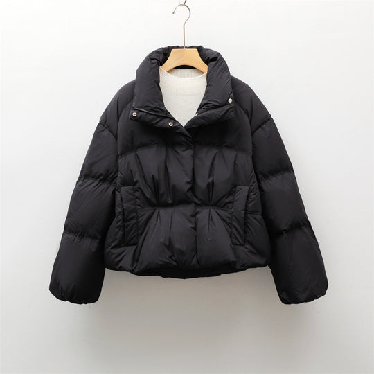 Damen modische gesteppte Kurzjacke mit hohem Kragen und praktischen Taschen EB